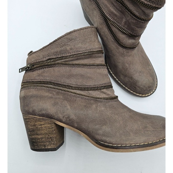 Sundance Catalog Ankle Boots Booties Womens 38 Brown Leather Zipper Boho Western - Picture 3 of 15
